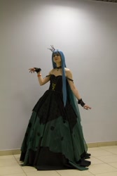 Size: 682x1024 | Tagged: safe, artist:renshuher, queen chrysalis, human, 2015, clothes, cosplay, irl, irl human, photo, rubronycon, russian, solo