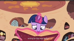 Size: 1920x1080 | Tagged: safe, derpibooru import, screencap, twilight sparkle, too many pinkie pies, youtube caption