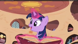 Size: 1920x1080 | Tagged: safe, derpibooru import, screencap, twilight sparkle, too many pinkie pies, youtube caption