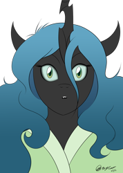 Size: 1024x1442 | Tagged: safe, artist:anbuelite5, queen chrysalis, anthro, changeling, changeling queen, fanfic art, simple background, solo, transparent background