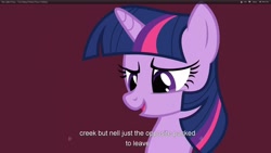 Size: 1920x1080 | Tagged: safe, derpibooru import, screencap, twilight sparkle, too many pinkie pies, youtube caption