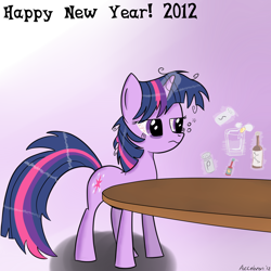 Size: 1800x1800 | Tagged: dead source, safe, artist:acceleron, derpibooru import, twilight sparkle, unicorn twilight, unicorn, 2012, alcohol, bloodshot eyes, cracking, egg, female, frown, hangover, happy new year, holiday, mare, messy mane, new year, pepper, salt, salt and pepper shakers, solo, tabasco, tired, unamused, worcestershire sauce