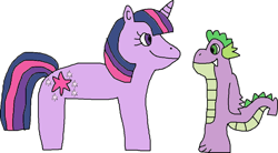 Size: 900x495 | Tagged: safe, artist:jacobyel, derpibooru import, spike, twilight sparkle, unicorn twilight, dragon, pony, unicorn, simple background, white background