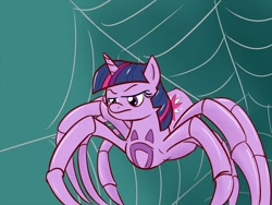 Size: 1200x900 | Tagged: safe, artist:whatsapokemon, derpibooru import, twilight sparkle, spider, fanfic:the spiderses, solo, species swap, spider web