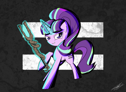 Size: 2164x1576 | Tagged: safe, artist:therandomjoyrider, starlight glimmer, pony, unicorn, the cutie map, s5 starlight, solo, staff, staff of sameness