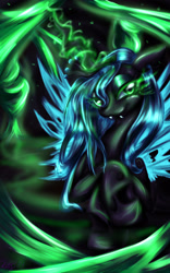 Size: 1600x2560 | Tagged: safe, artist:astroboygf, queen chrysalis, changeling, changeling queen, female, green eyes, horn, solo