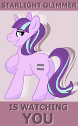 Size: 1200x1940 | Tagged: safe, artist:freezy-rat, starlight glimmer, pony, unicorn, the cutie map, 1984, smiling, solo