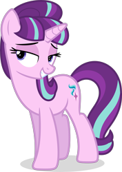 Size: 5000x7065 | Tagged: safe, artist:starlessnight22, starlight glimmer, pony, unicorn, the cutie map, absurd resolution, bedroom eyes, cute, female, glimmerbetes, grin, lidded eyes, mare, simple background, smiling, solo, transparent background, vector