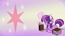 Size: 1366x768 | Tagged: safe, artist:sutexii, derpibooru import, twilight sparkle, book, cutie mark, ear fluff, magic, reading, wallpaper