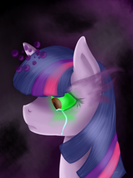 Size: 1024x1365 | Tagged: safe, artist:erockertorres, derpibooru import, twilight sparkle, crying, dark magic, greatest fear, green eyes, sombra eyes