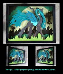 Size: 1061x1240 | Tagged: safe, artist:the-paper-pony, queen chrysalis, changeling, changeling queen, craft, irl, photo, shadowbox