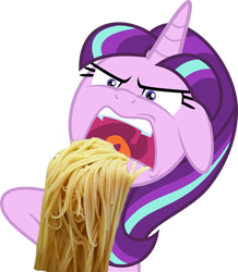 Size: 540x619 | Tagged: safe, edit, starlight glimmer, pony, unicorn, the cutie map, nom, simple background, solo, spaghetti, transparent background