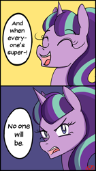 Size: 1500x2667 | Tagged: safe, artist:ryuredwings, starlight glimmer, pony, unicorn, the cutie map, comic, dialogue, evil laugh, laughing, solo, syndrome, the incredibles