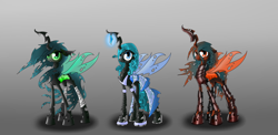 Size: 2250x1100 | Tagged: safe, artist:konelozhtsev, queen chrysalis, oc, changeling, changeling queen, simple background, solo, white background