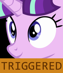 Size: 640x742 | Tagged: safe, artist:dtkraus, starlight glimmer, pony, unicorn, the cutie map, reaction image, smiling, solo, starlight justice warrior, triggered, vector, wide eyes