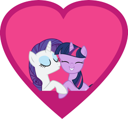 Size: 6429x6000 | Tagged: safe, artist:baka-neku, derpibooru import, rarity, twilight sparkle, pony, unicorn, absurd resolution, female, heart, kissing, lesbian, rarilight, shipping