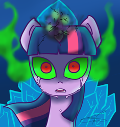 Size: 800x850 | Tagged: safe, artist:xonitum, derpibooru import, twilight sparkle, the crystal empire, crying, dark magic, greatest fear, sombra eyes