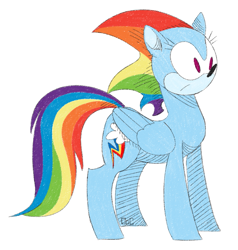 Size: 819x859 | Tagged: safe, artist:ogaraorcynder, derpibooru import, rainbow dash, hybrid, pegasus, pony, crossover, solo, sonic the hedgehog (series), sonicified, wat