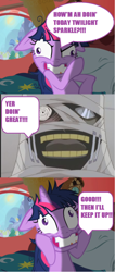 Size: 664x1562 | Tagged: safe, derpibooru import, twilight sparkle, family guy, image macro, insanity, pinkie clone blues thread, schwarzwald, the big o, truth, truth everywhere, twilight snapple