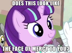 Size: 590x431 | Tagged: safe, screencap, starlight glimmer, pony, unicorn, the cutie map, cute, face of mercy, female, glimmerbetes, image macro, mare, meme, smiling, text