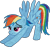 Size: 1142x1080 | Tagged: safe, artist:iknowpony, derpibooru import, rainbow dash, pegasus, pony, may the best pet win, cutie mark, female, hooves, iwtcird, mare, meme, simple background, solo, spread wings, transparent background, wings