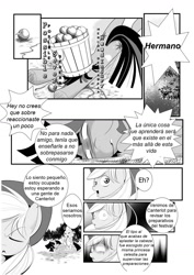 Size: 1024x1448 | Tagged: safe, artist:0ryomamikado0, artist:mercury2099, derpibooru import, applejack, spike, twilight sparkle, dragon, earth pony, pony, comic, rule 63, spanish, translation