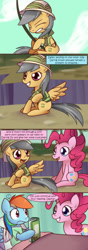 Size: 600x1710 | Tagged: safe, artist:solar-slash, derpibooru import, daring do, pinkie pie, rainbow dash, earth pony, pegasus, pony, comic