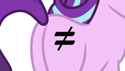 Size: 1024x576 | Tagged: safe, artist:sapphire-beauty0, edit, starlight glimmer, pony, unicorn, the cutie map, cutie mark, does not equal, equal cutie mark, female, glimmer glutes, inequality, inequality sign, mare, plot, s5 starlight, simple background, transparent background