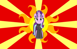 Size: 900x576 | Tagged: safe, artist:ichijoe, starlight glimmer, pony, unicorn, the cutie map, flag, grand moff, smug, smuglight glimmer, solar empire, solo, star wars