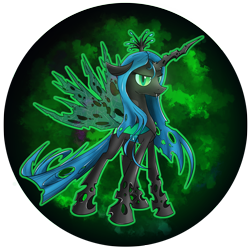 Size: 2539x2539 | Tagged: safe, artist:flamevulture17, queen chrysalis, changeling, changeling queen, fangs, female, looking at you, solo