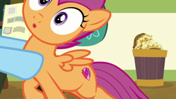 Size: 1920x1080 | Tagged: safe, derpibooru import, screencap, rainbow dash, scootaloo, pegasus, pony, parental glideance, cutealoo, pasta and potato sandwich on sourdough, trash can, why you little