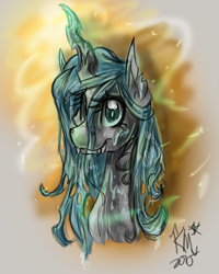 Size: 1200x1500 | Tagged: safe, artist:karmamoonshadow, queen chrysalis, changeling, changeling queen, female, solo