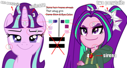 Size: 1052x568 | Tagged: safe, aria blaze, starlight glimmer, equestria girls, the cutie map, comic sans, grammar error, problem solved, smug, smuglight glimmer, theory