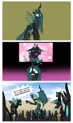 Size: 1024x1720 | Tagged: safe, artist:petalierre, queen chrysalis, changeling, changeling queen, nymph, pony, bipedal, blushing, butt, comic, cute, cutealis, cuteling, dialogue, eyes closed, female, frown, gritted teeth, hug, mommy chrissy, open mouth, plot, scared, shivering, smiling, weapons-grade cute, wide eyes