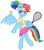 Size: 2557x2881 | Tagged: safe, artist:starrcoma, derpibooru import, rainbow dash, pegasus, pony, clothes, cute, high res, ponytail, shirt, simple background, skirt, skirt lift, solo, tennis, tennis ball, tennis racket, white background, wing hands