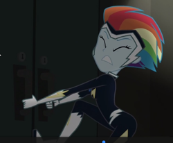 Size: 580x478 | Tagged: safe, derpibooru import, screencap, rainbow dash, zapp, equestria girls, movie magic, spoiler:eqg specials, cropped, eyes closed, female, power ponies, solo