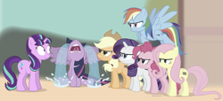 Size: 1215x555 | Tagged: safe, artist:dm29, applejack, fluttershy, pinkie pie, rainbow dash, rarity, starlight glimmer, twilight sparkle, twilight sparkle (alicorn), alicorn, earth pony, pegasus, pony, unicorn, the cutie map, angry, crying, dead mare walking, equal cutie mark, female, floppy ears, glare, mane six, mare, now you fucked up, ocular gushers, parody, scene parody, shut up twilight, this will end in pain, you dun goofed