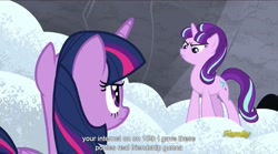 Size: 1280x712 | Tagged: safe, screencap, starlight glimmer, twilight sparkle, twilight sparkle (alicorn), alicorn, pony, the cutie map, female, mare, meme, s5 starlight, youtube caption