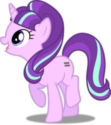 Size: 4438x5000 | Tagged: safe, artist:dashiesparkle, starlight glimmer, pony, unicorn, the cutie map, .svg available, absurd resolution, cute, female, glimmerbetes, mare, open mouth, raised hoof, simple background, smiling, solo, transparent background, vector, when she smiles