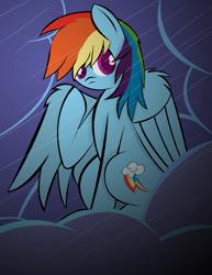 Size: 2550x3300 | Tagged: safe, artist:skyflys, derpibooru import, rainbow dash, pegasus, pony, colored pupils, rain, solo, storm