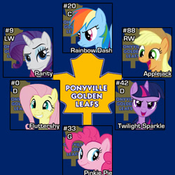 Size: 500x500 | Tagged: safe, artist:doctorxfizzle, derpibooru import, applejack, fluttershy, pinkie pie, rainbow dash, rarity, twilight sparkle, earth pony, pegasus, pony, unicorn, golden, hockey, mane six, nhl, ponyville, toronto maple leafs