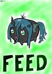 Size: 1240x1754 | Tagged: safe, artist:sonikku001, queen chrysalis, changeling, changeling queen, blob, chubbie, solo