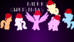 Size: 1920x1080 | Tagged: safe, artist:lunati, color edit, derpibooru import, applejack, fluttershy, pinkie pie, rainbow dash, rarity, twilight sparkle, twilight sparkle (alicorn), alicorn, earth pony, pegasus, pony, unicorn, christmas, female, hat, mane six, mare, wallpaper