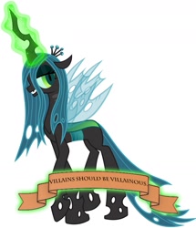 Size: 1600x1864 | Tagged: safe, queen chrysalis, changeling, changeling queen, antagonist, draco in leather pants, meme, meta, mouthpiece, old banner, rant in the description, solo, text, text edit, tl;dr