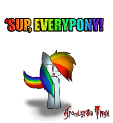 Size: 1153x1261 | Tagged: safe, artist:apocalypsetitan, derpibooru import, rainbow dash, pegasus, pony, looking at you, simple background, solo, white background