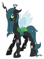 Size: 1441x1921 | Tagged: safe, artist:befishproductions, queen chrysalis, changeling, changeling queen, cute, cutealis, signature, simple background, smiling, solo, transparent background