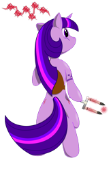 Size: 780x1197 | Tagged: safe, artist:kirzstryfe, derpibooru import, twilight sparkle, pony, alternate universe, bipedal, cole macgrath, evil cole macgrath, infamous, parody, the amp