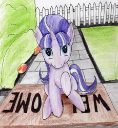 Size: 2302x2503 | Tagged: safe, artist:40kponyguy, derpibooru exclusive, starlight glimmer, pony, unicorn, cute, female, glimmerbetes, looking at you, mare, sitting, solo, traditional art