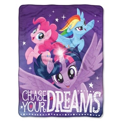 Size: 1500x1500 | Tagged: safe, derpibooru import, pinkie pie, rainbow dash, twilight sparkle, twilight sparkle (alicorn), alicorn, earth pony, pegasus, pony, my little pony: the movie, blanket, chase your dreams, cute, merchandise, stars