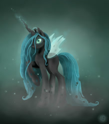Size: 1750x2000 | Tagged: safe, artist:florence-ka, queen chrysalis, changeling, changeling queen, female, magic, raised hoof, solo